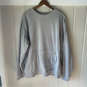 Carhartt Men's Light Gray Crewneck Sweater, size 2XL, Relaxed Fit